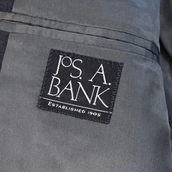 Jos A Bank 40R 34x30 Gray 100% Wool Mens Jacket Pants Suit